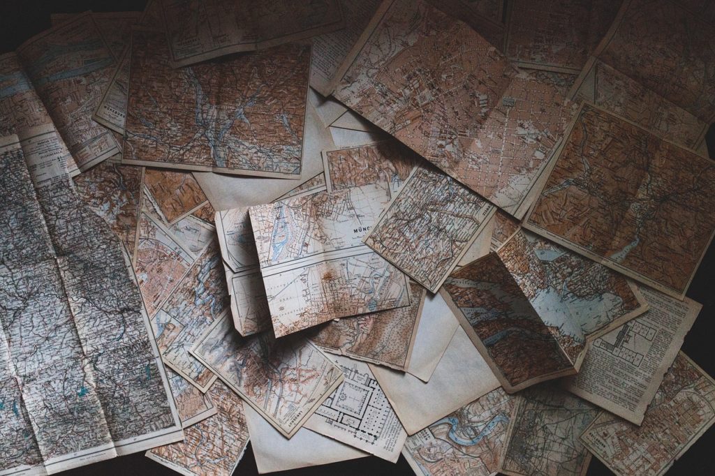 maps, pages, paper